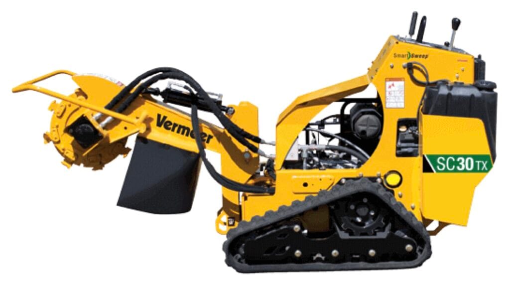 TR stump grinder parked on a job site